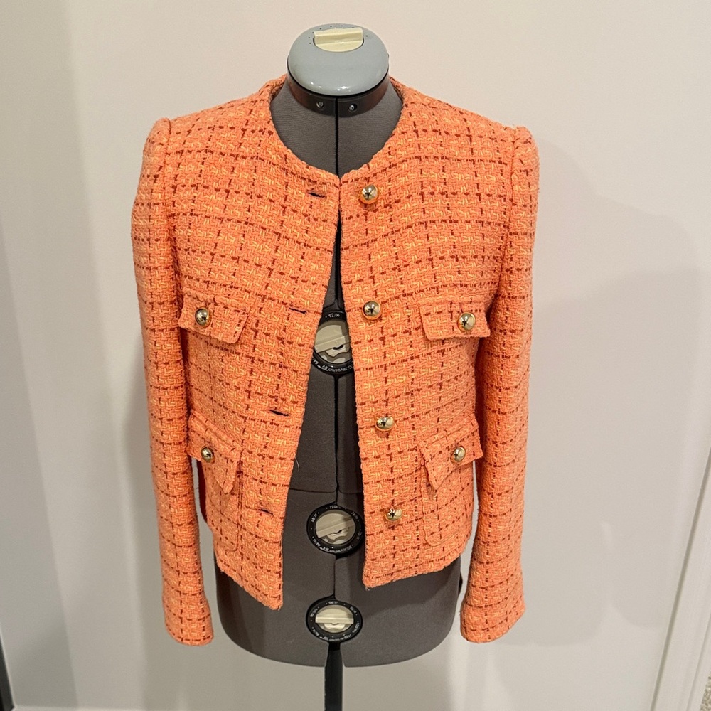 Mango tweed orange jacket